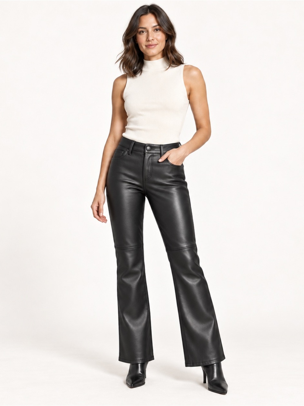 Banana Republic Black Faux Leather Flare Jeans
